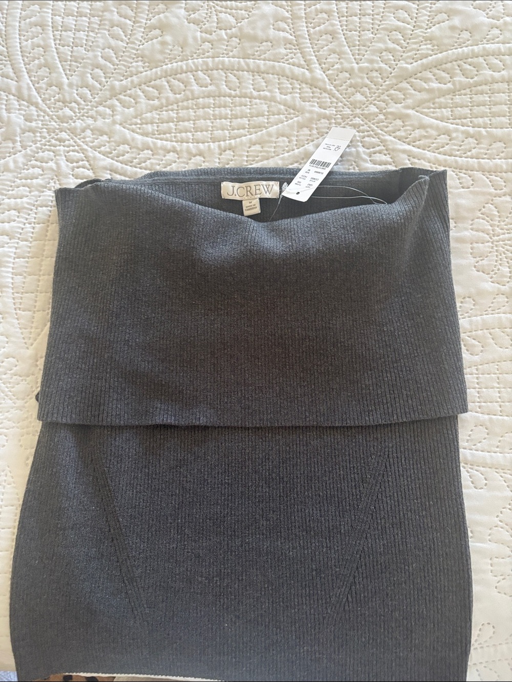 J. Crew Charcoal Ribbed Fold-Over top off the shoulder. Beautiful grey knit.